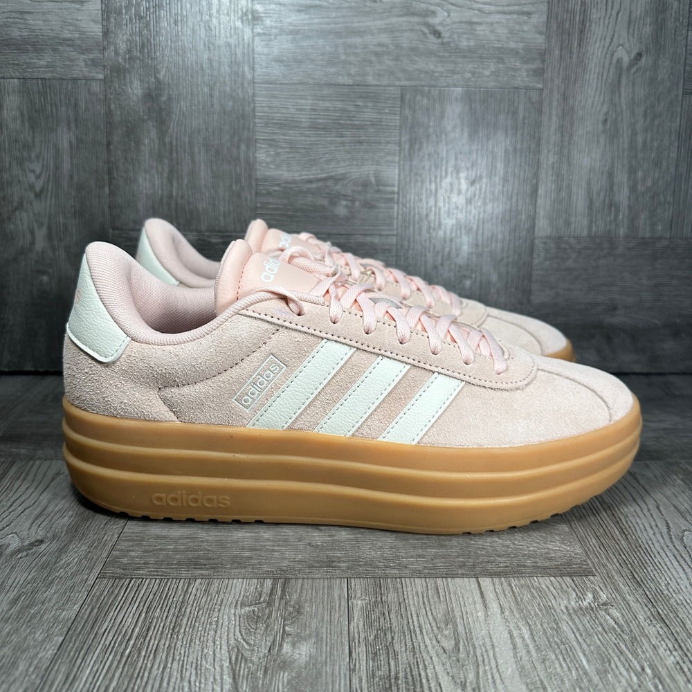 Adidas VL Court Bold Platform Sneaker Women 9.5 Pink Suede Gum Sole NEW IH9151